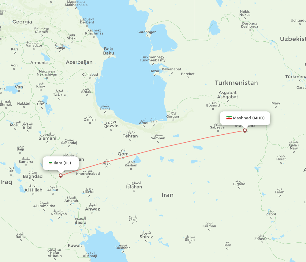 MHD to IIL flights and routes map