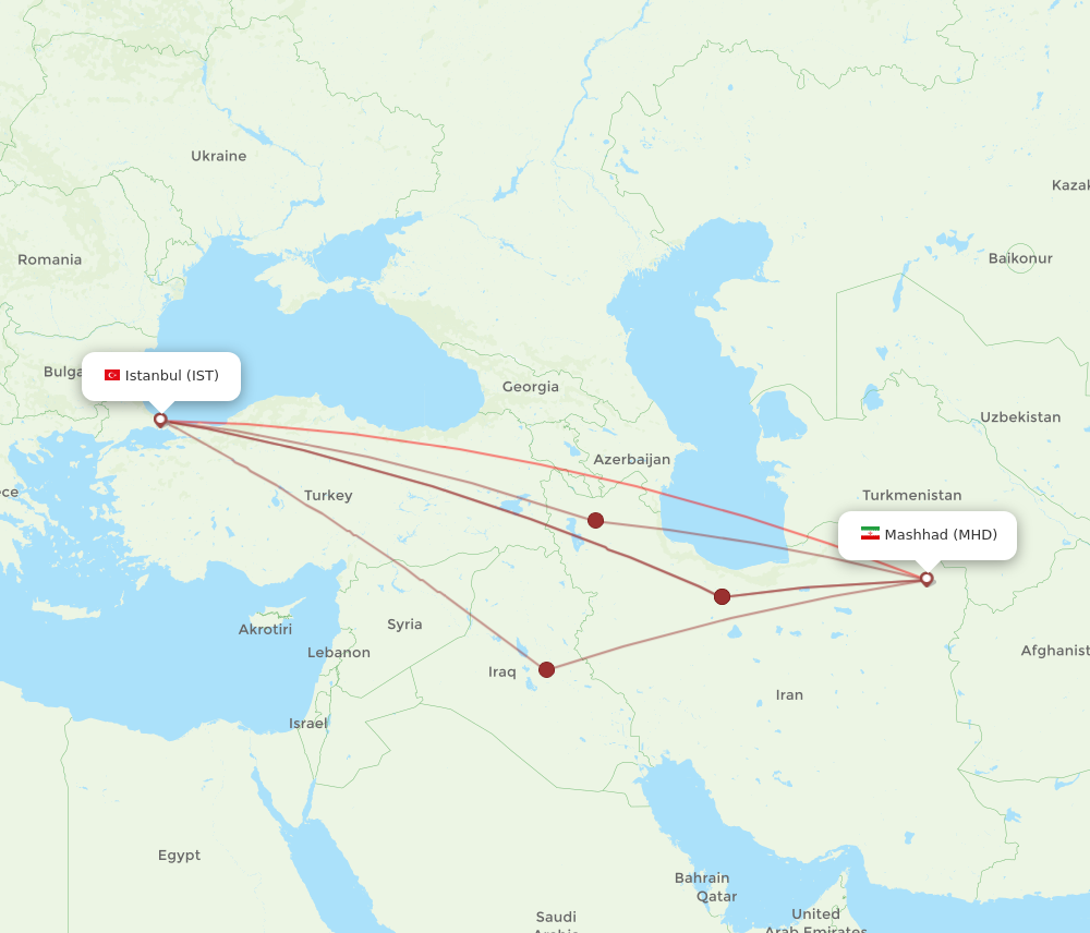 MHD to IST flights and routes map