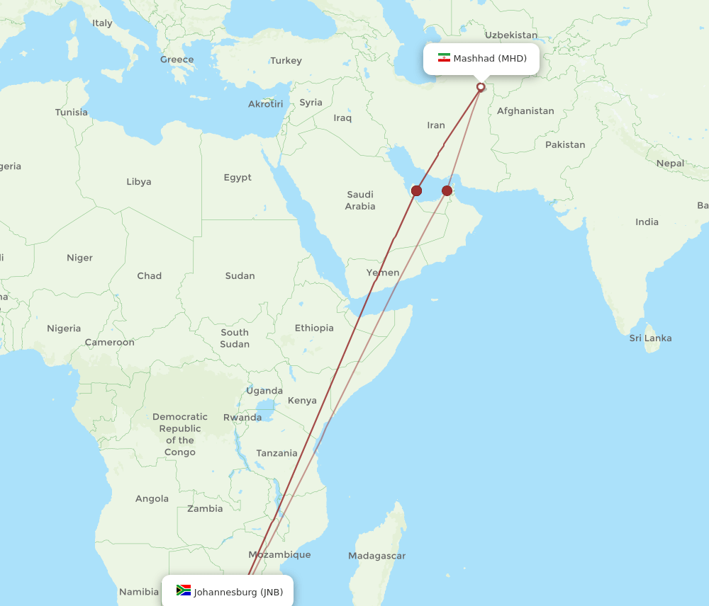 MHD-JNB flight routes
