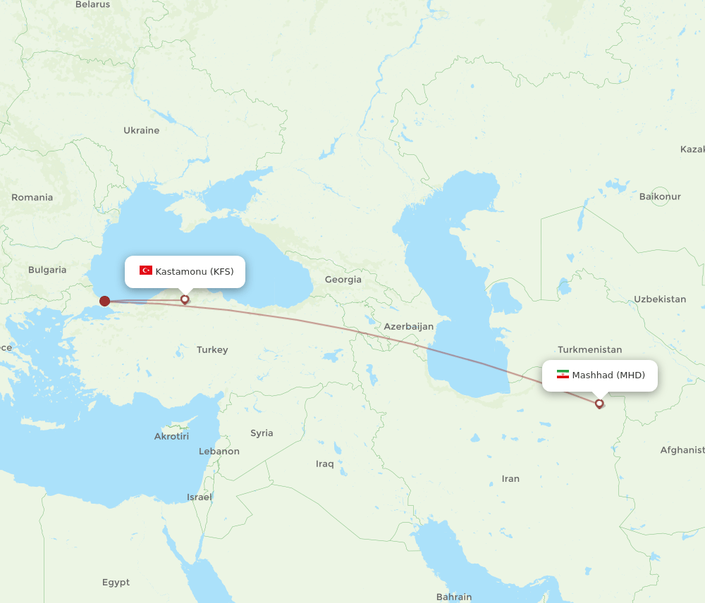 KFS to MHD flights and routes map