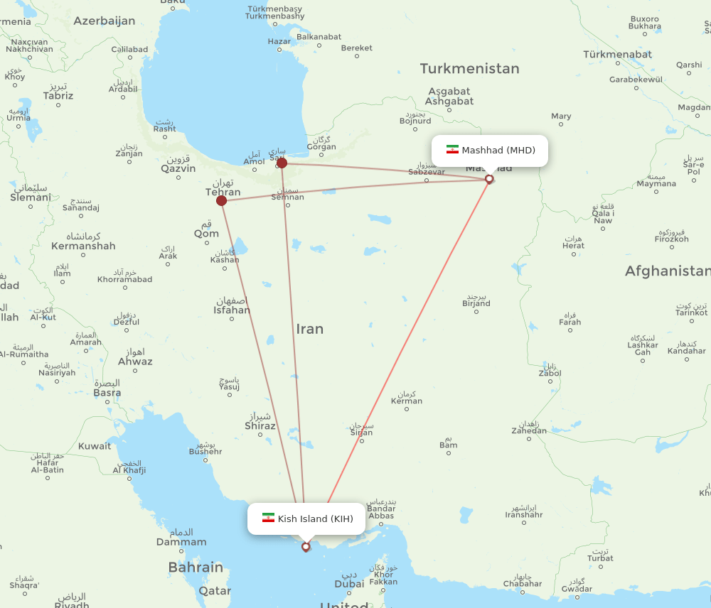 MHD to KIH flights and routes map