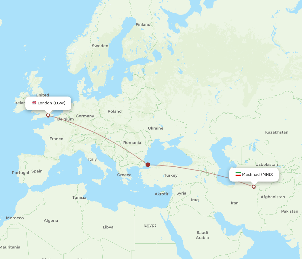 MHD-LGW flight routes