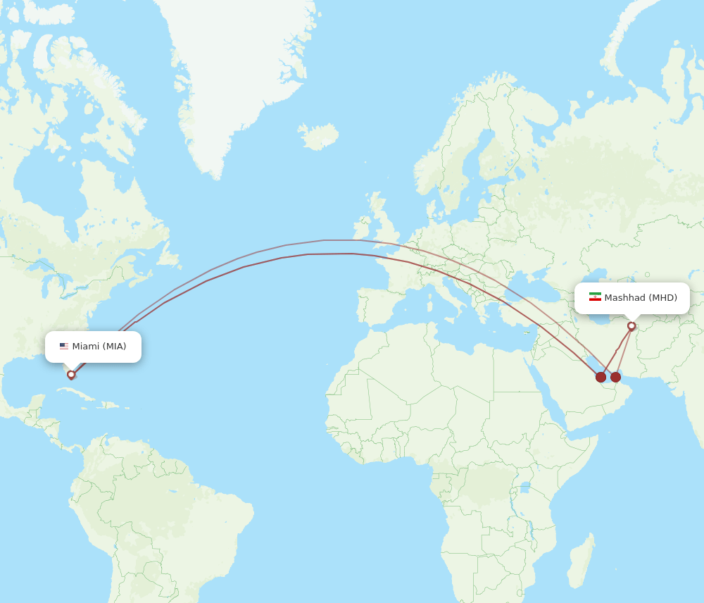 MHD to MIA flights and routes map