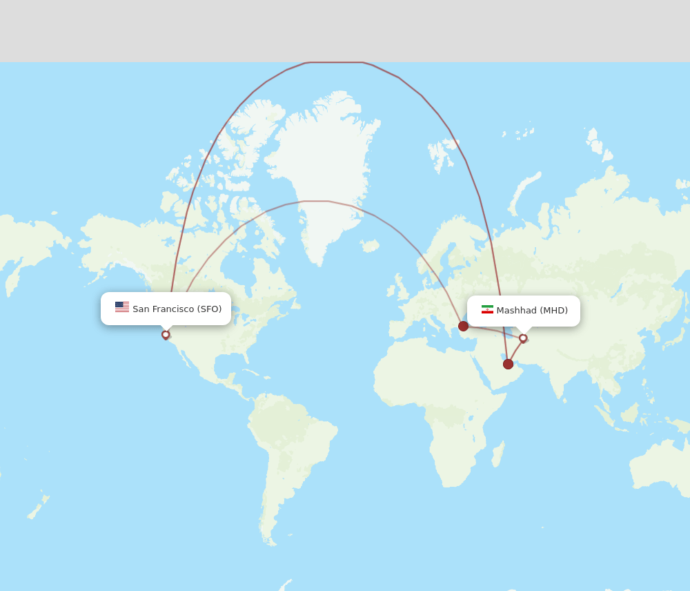 MHD-SFO flight routes