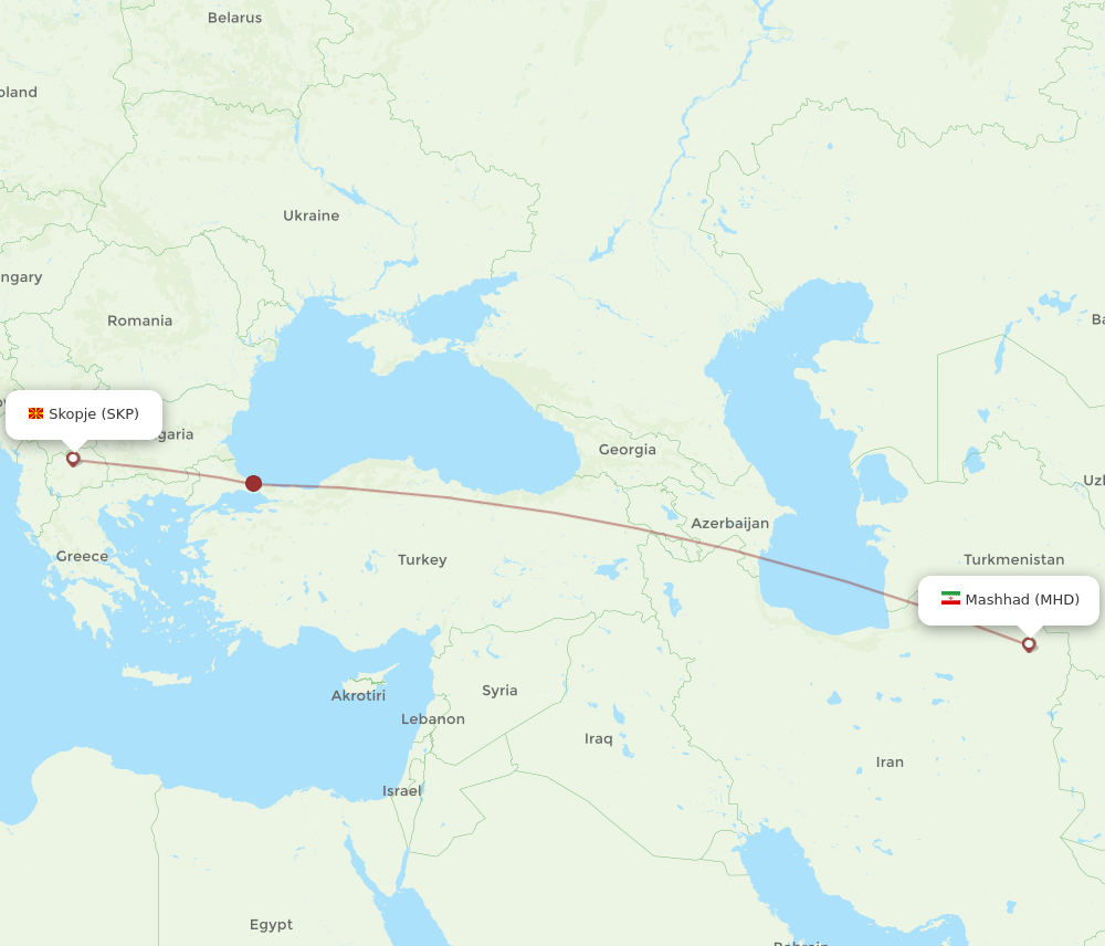 MHD to SKP flights and routes map