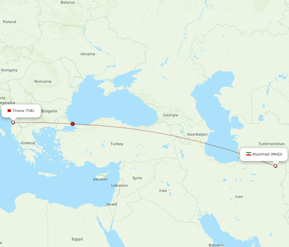 TIA to MHD flights and routes map