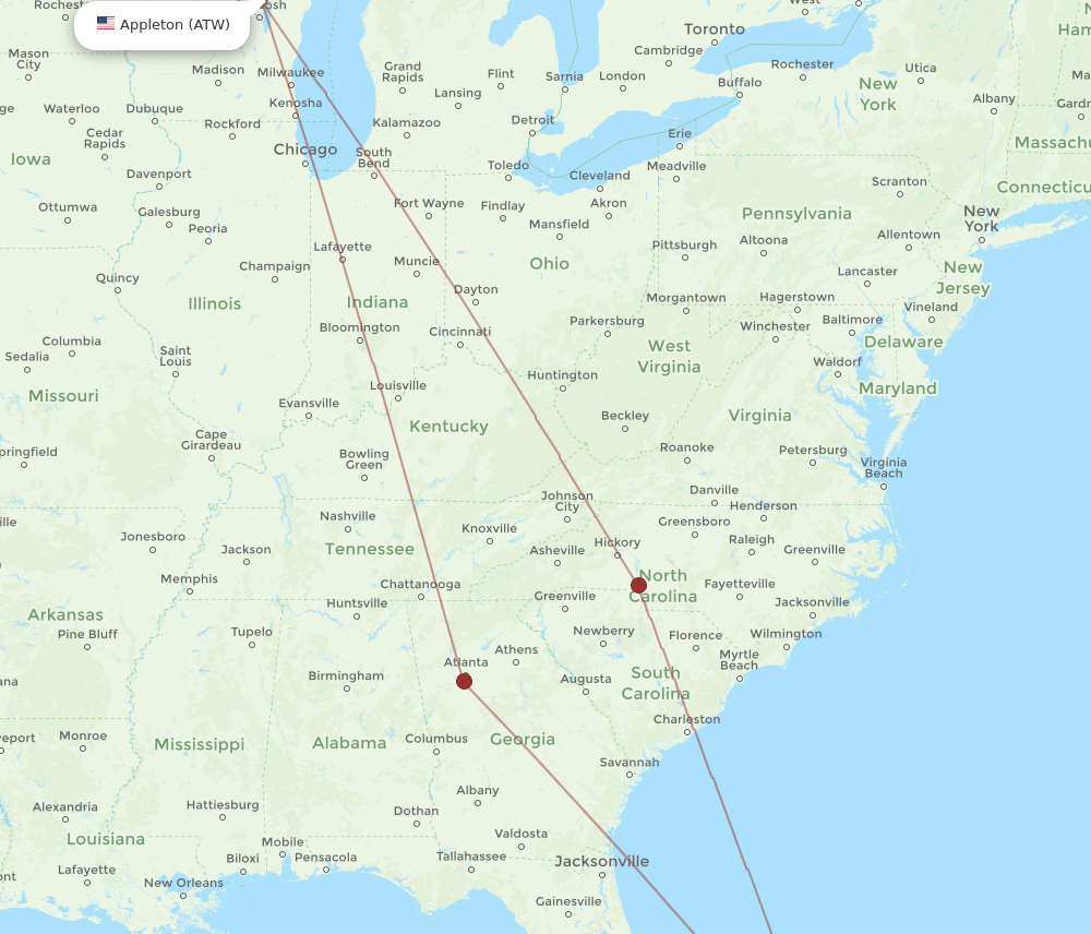 MHH-ATW flight routes