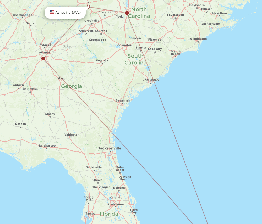 MHH-AVL flight routes