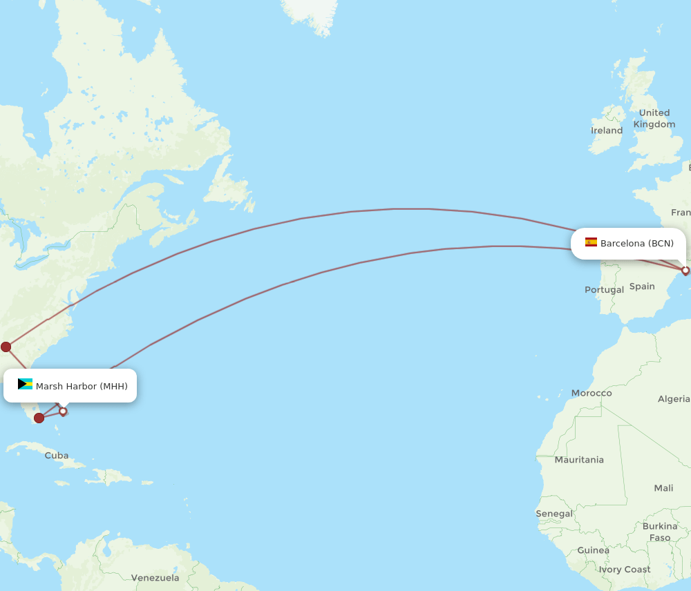 MHH-BCN flight routes