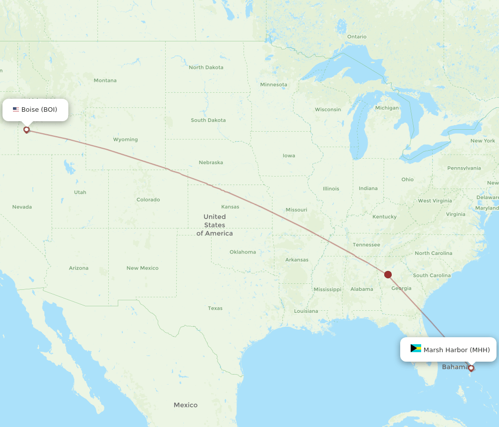 Boise - Marsh Harbour route map and flight paths