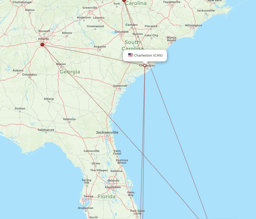 MHH to CHS flights and routes map