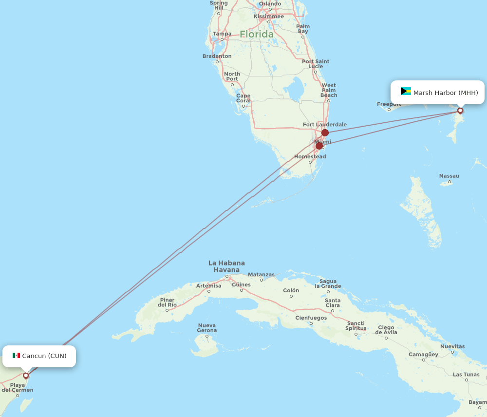 MHH-CUN flight routes