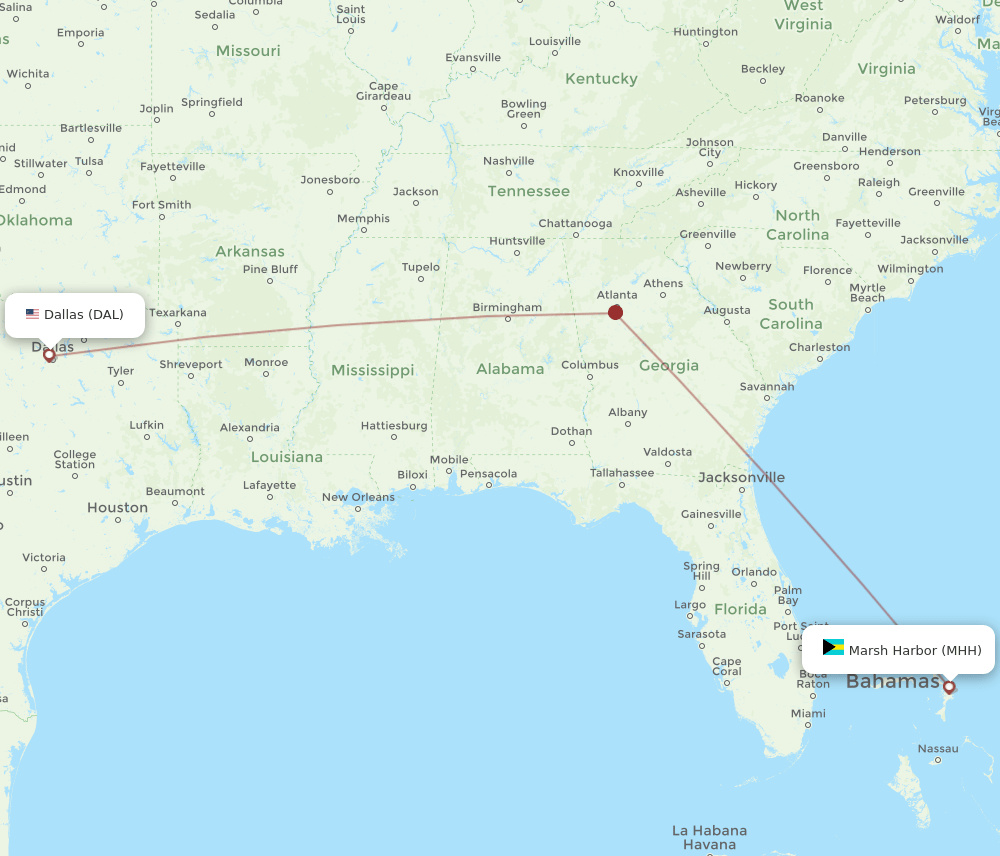 MHH-DAL flight routes