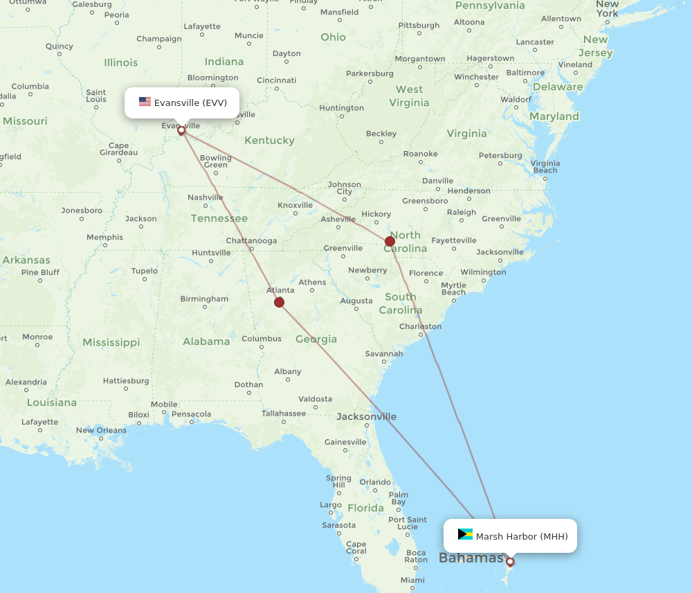 MHH-EVV flight routes
