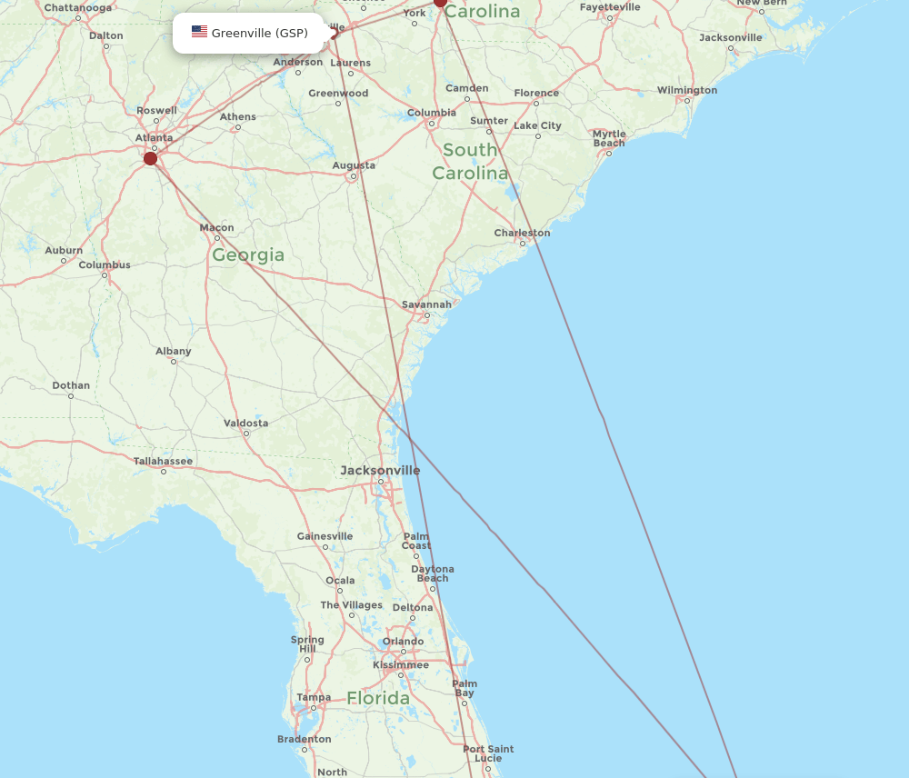 MHH-GSP flight routes