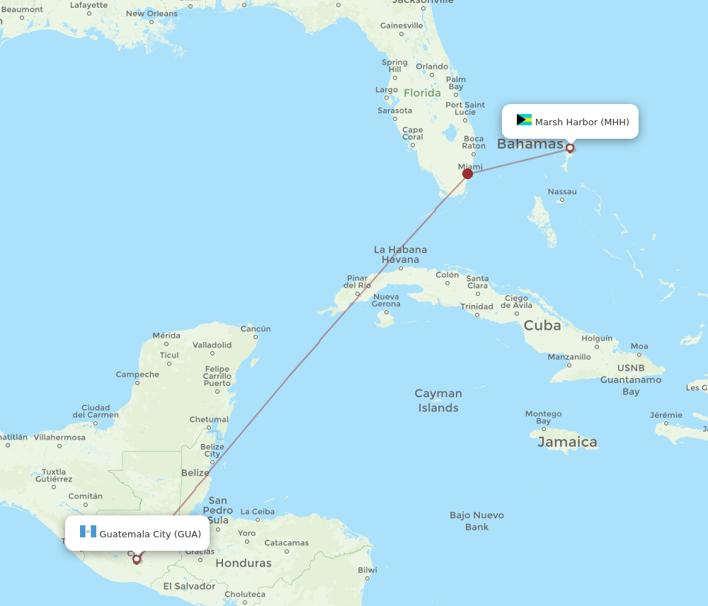 MHH-GUA flight routes