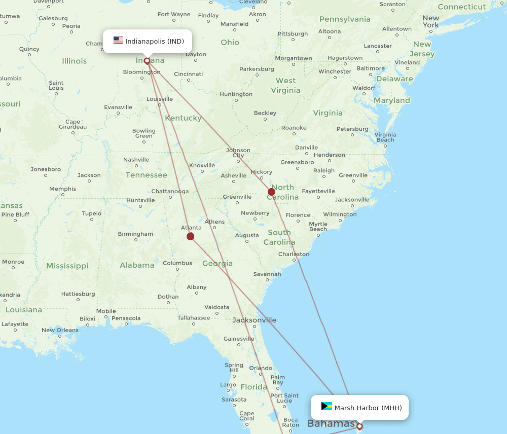 MHH-IND flight routes