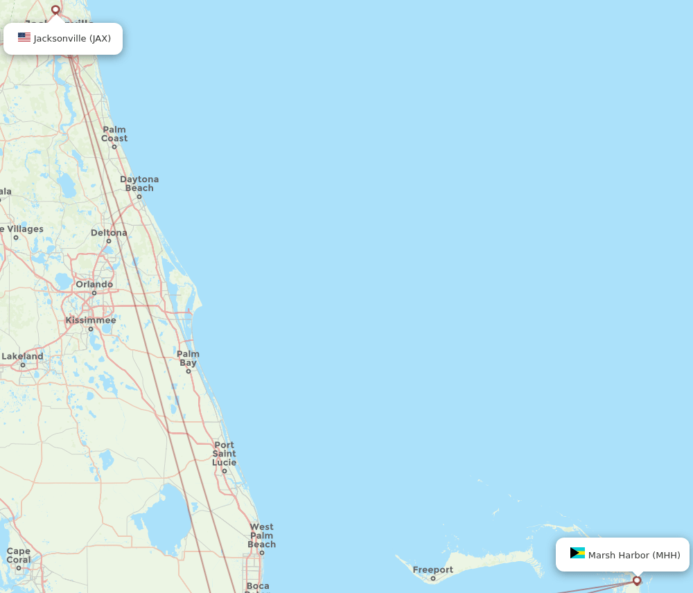 MHH-JAX flight routes
