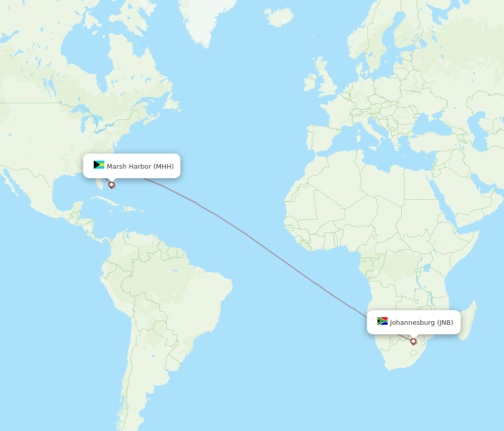 MHH-JNB flight routes