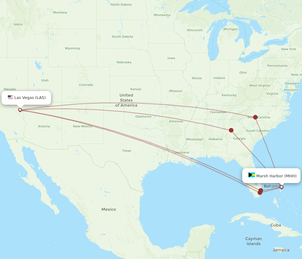 MHH-LAS flight routes
