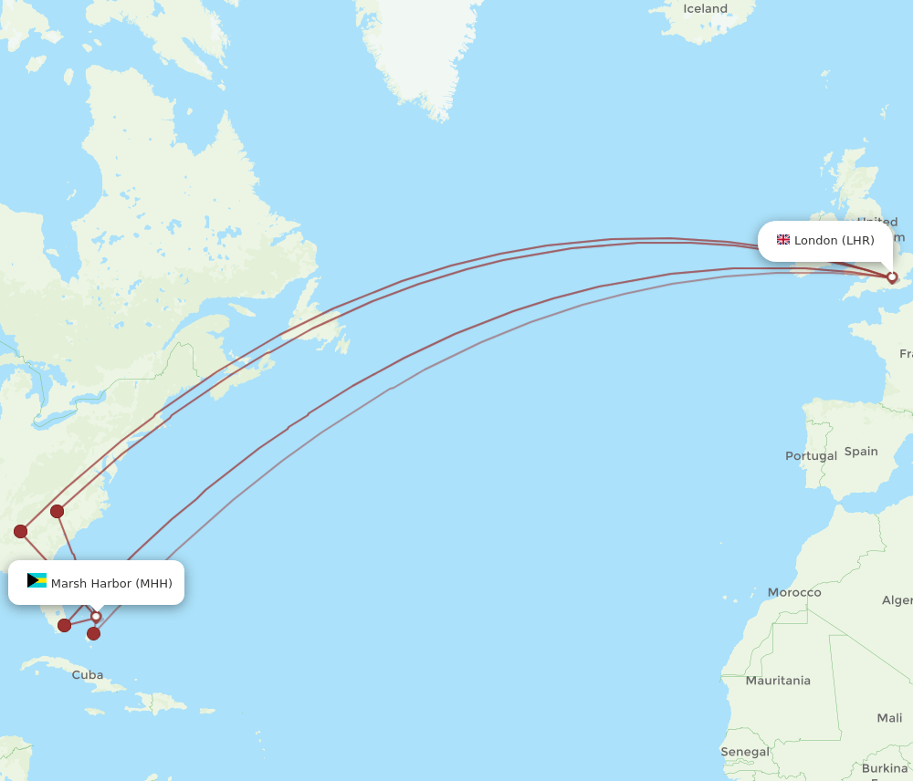 MHH-LHR flight routes