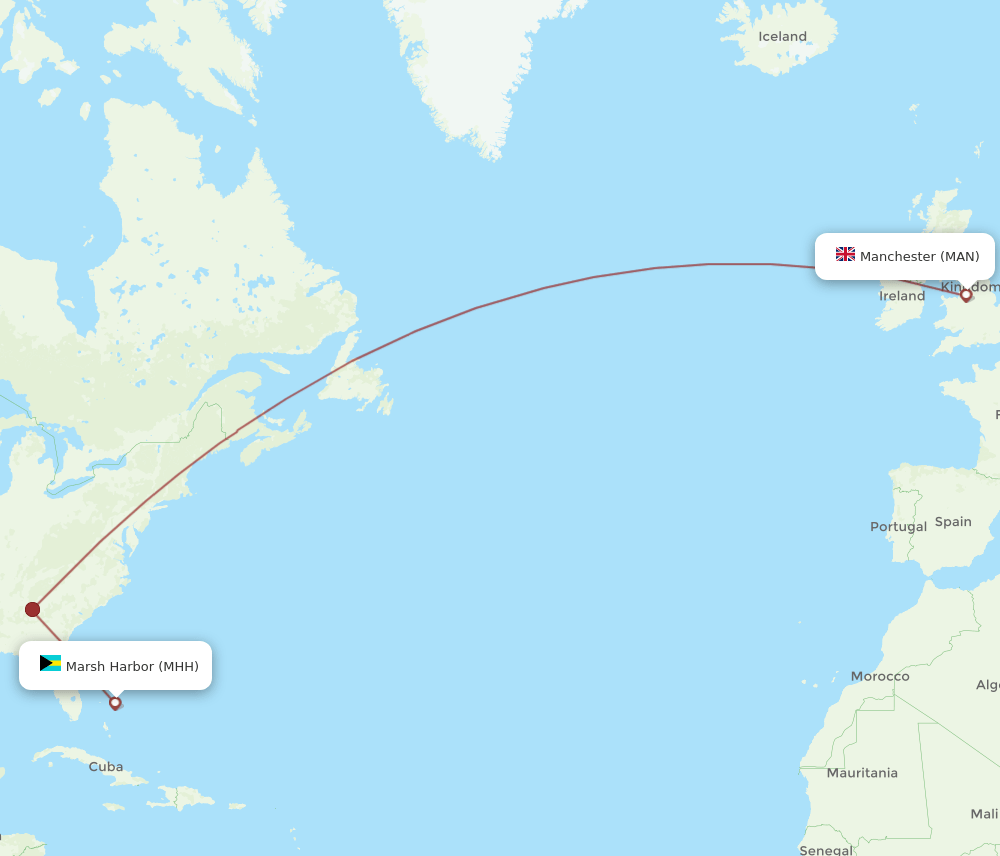 MHH-MAN flight routes