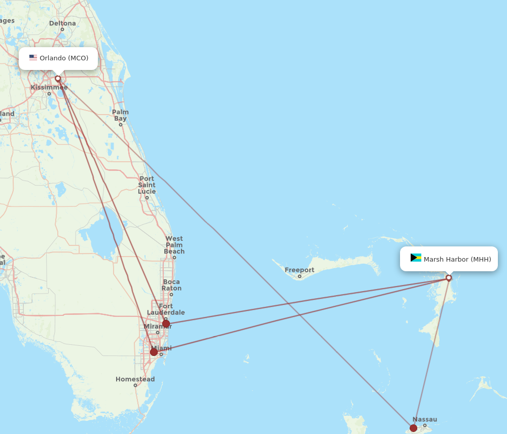 MHH to MCO flights and routes map