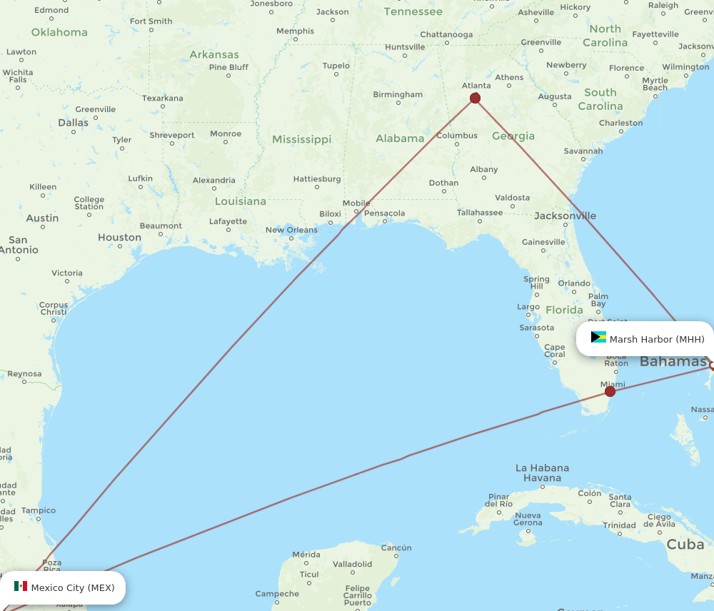 MHH-MEX flight routes