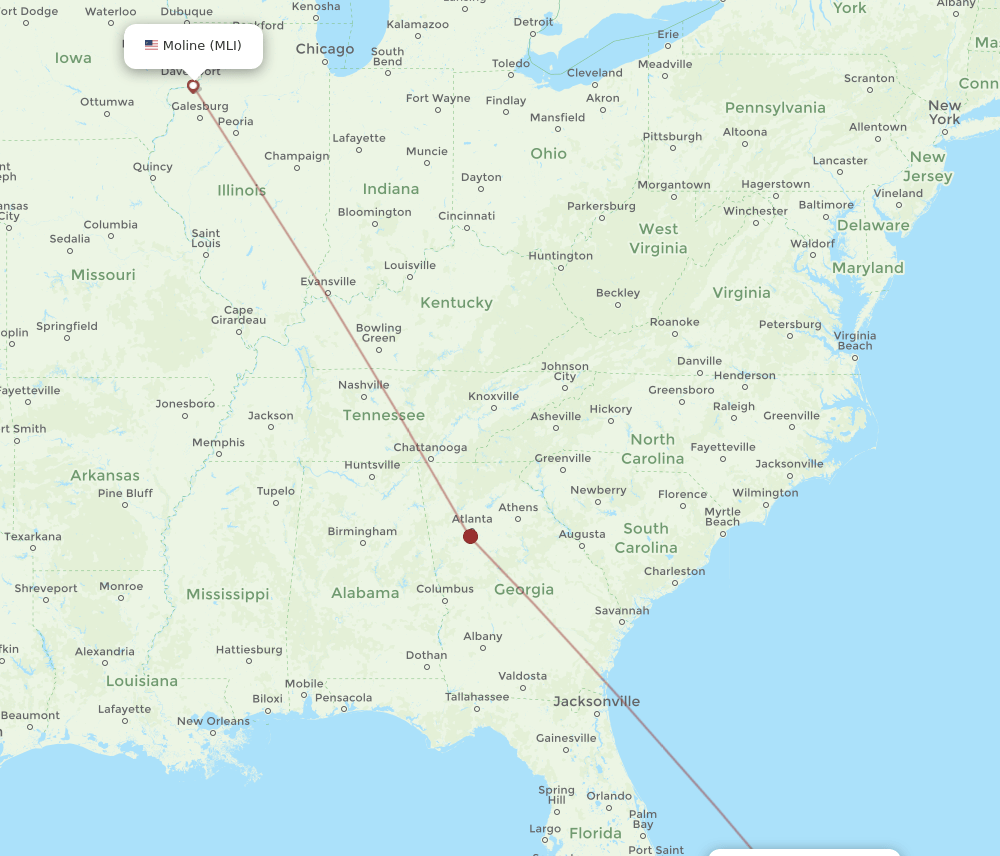 MHH-MLI flight routes