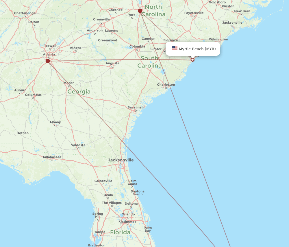 MHH-MYR flight routes