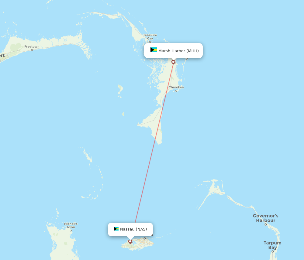 MHH to NAS flights and routes map