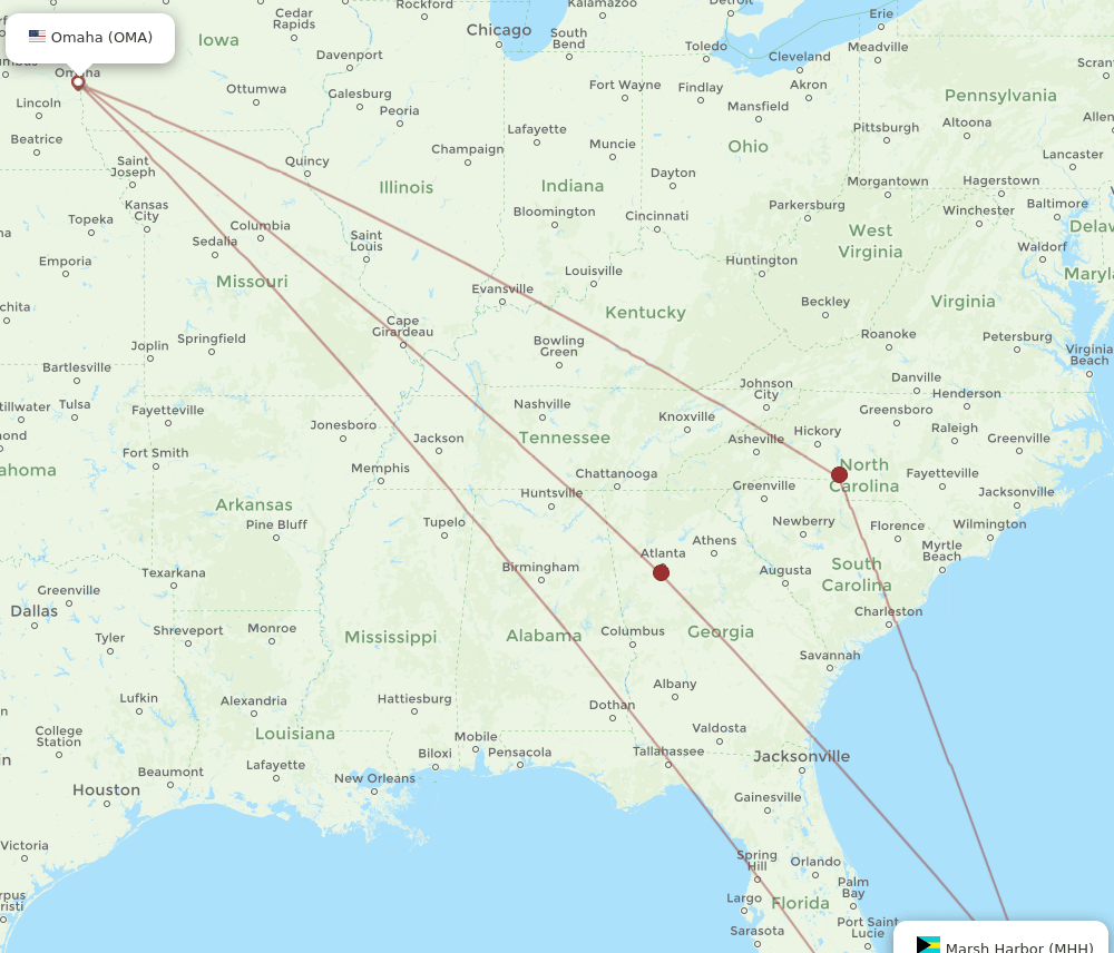 MHH-OMA flight routes