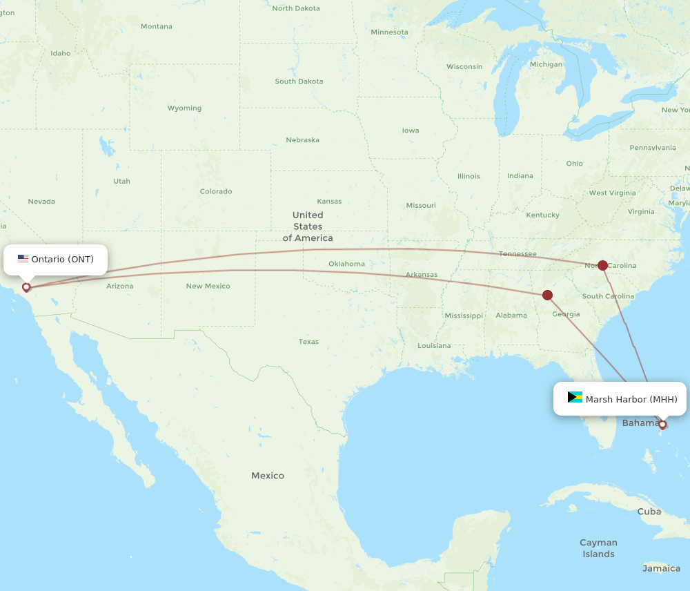 MHH to ONT flights and routes map