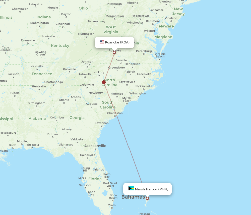 MHH-ROA flight routes