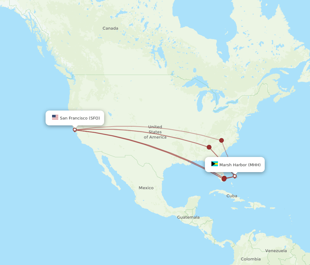 MHH-SFO flight routes