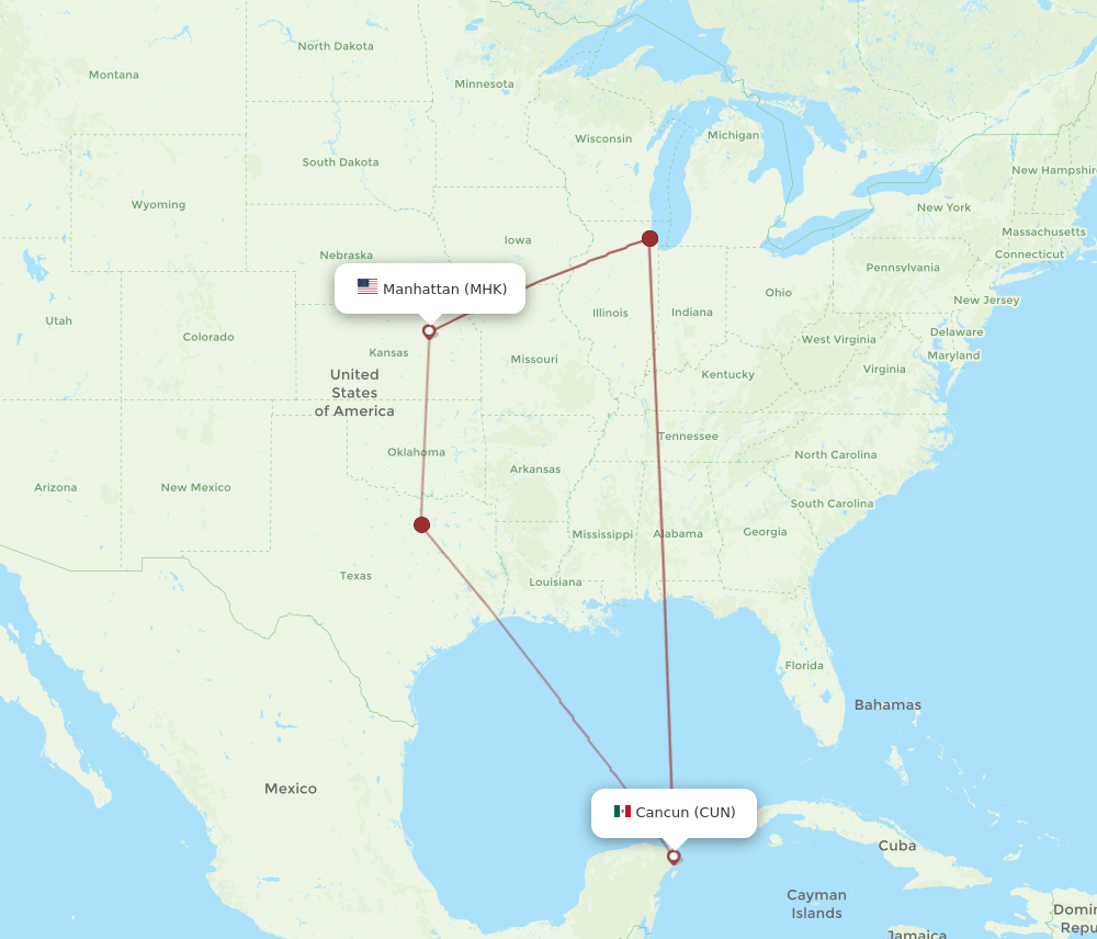 MHK-CUN flight routes