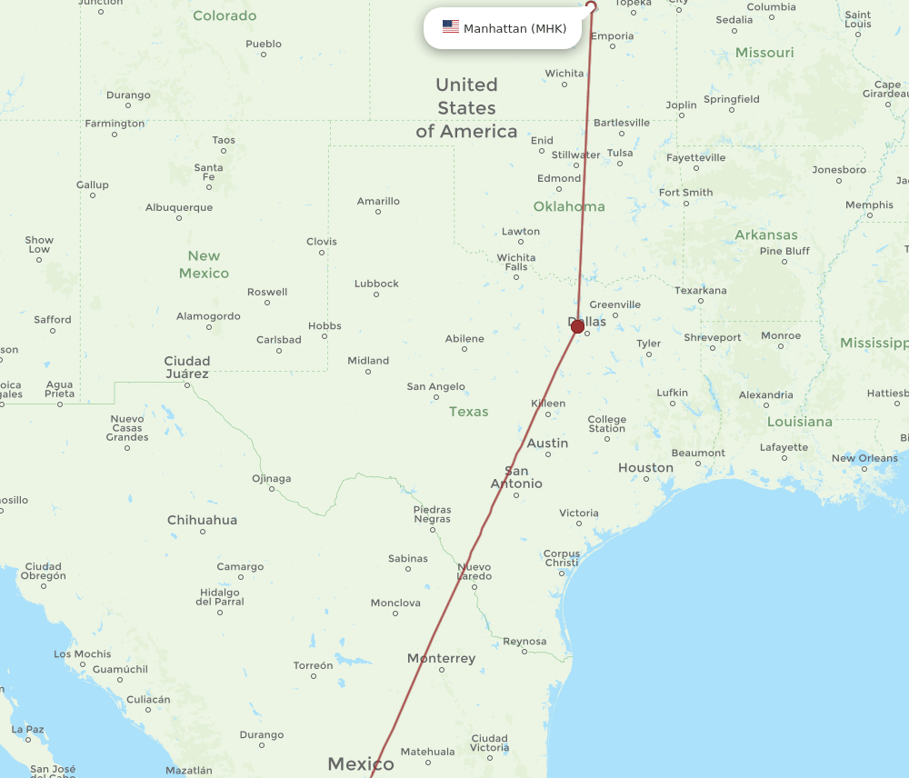 MHK-GDL flight routes
