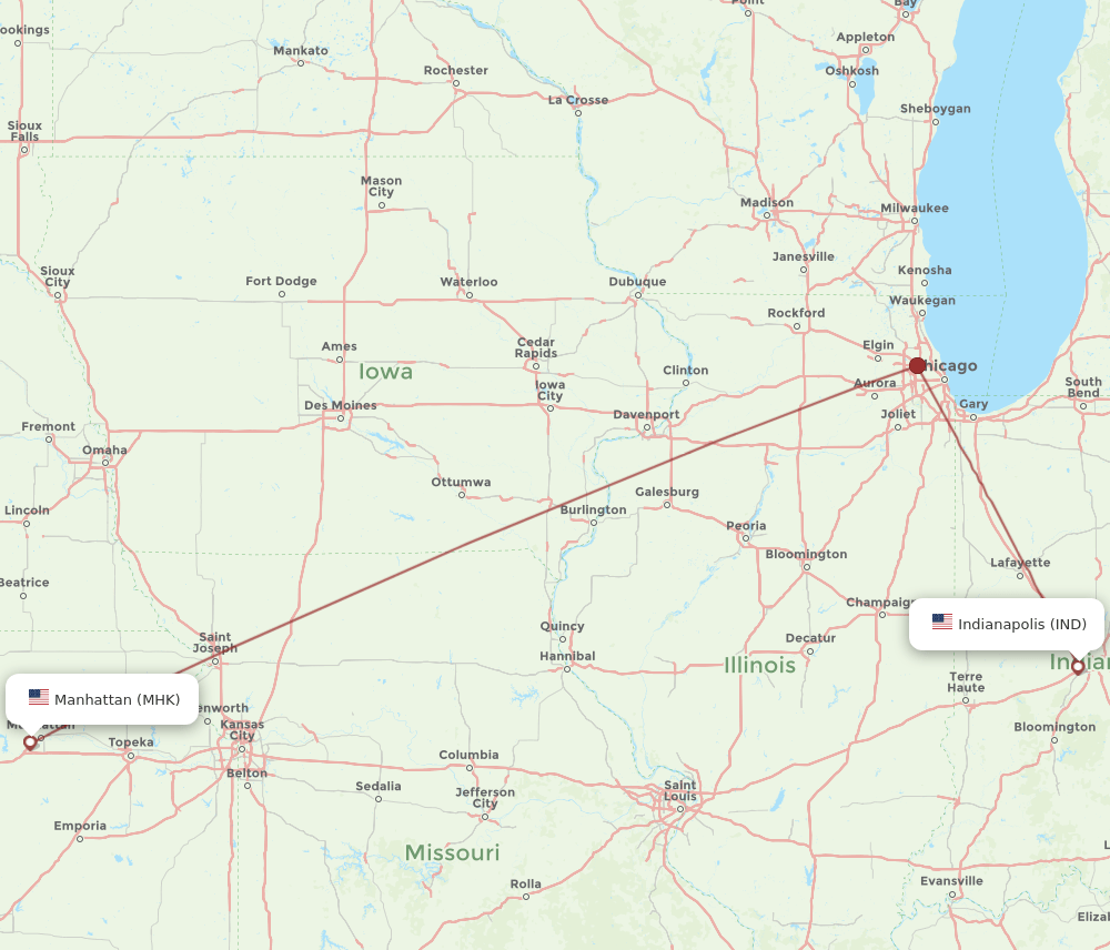 MHK to IND flights and routes map