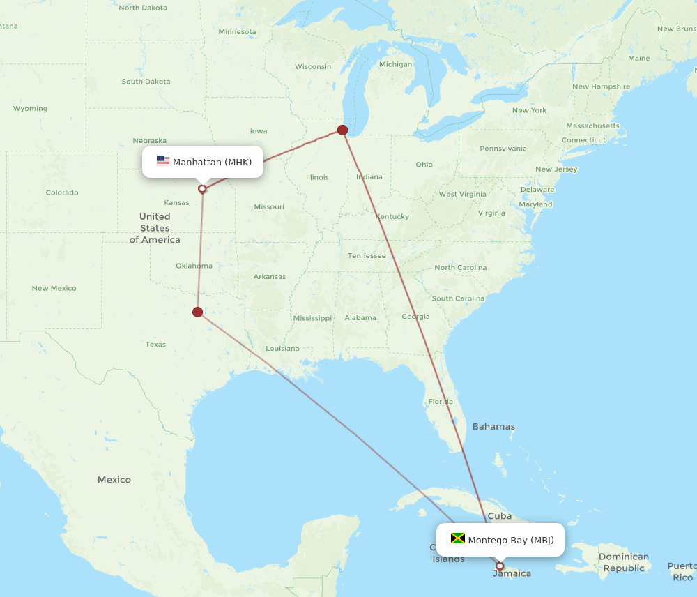 MHK-MBJ flight routes
