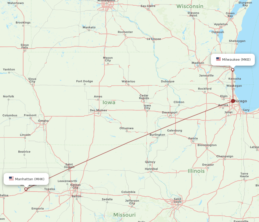 MHK-MKE flight routes