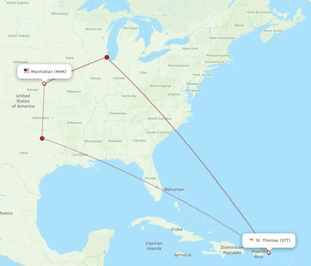MHK-STT flight routes