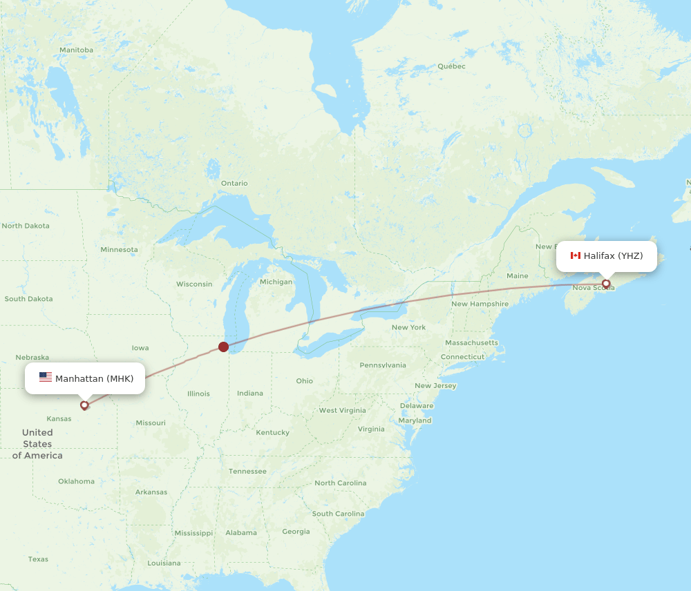 YHZ to MHK flights and routes map