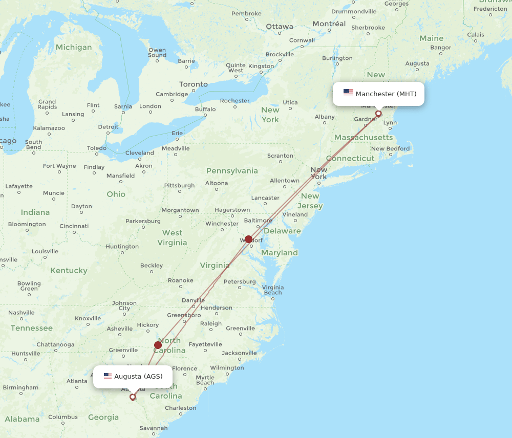 MHT-AGS flight routes