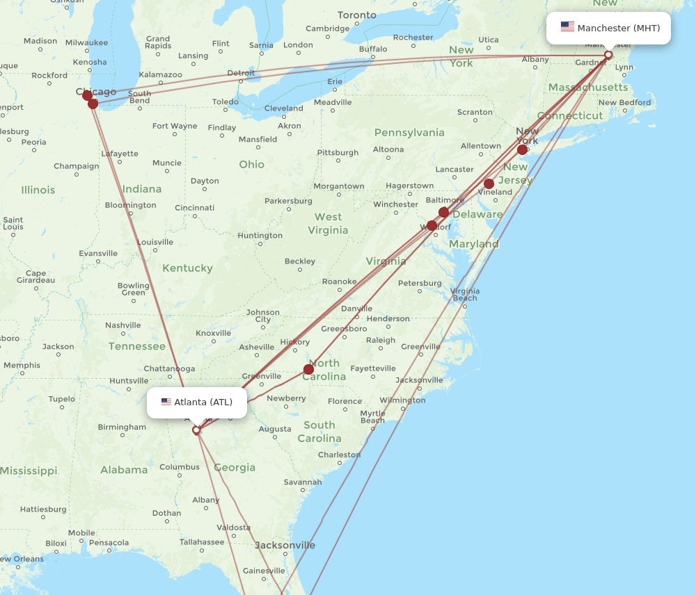 MHT-ATL flight routes