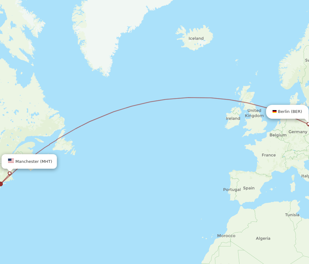 Manchester - Berlin route map and flight paths