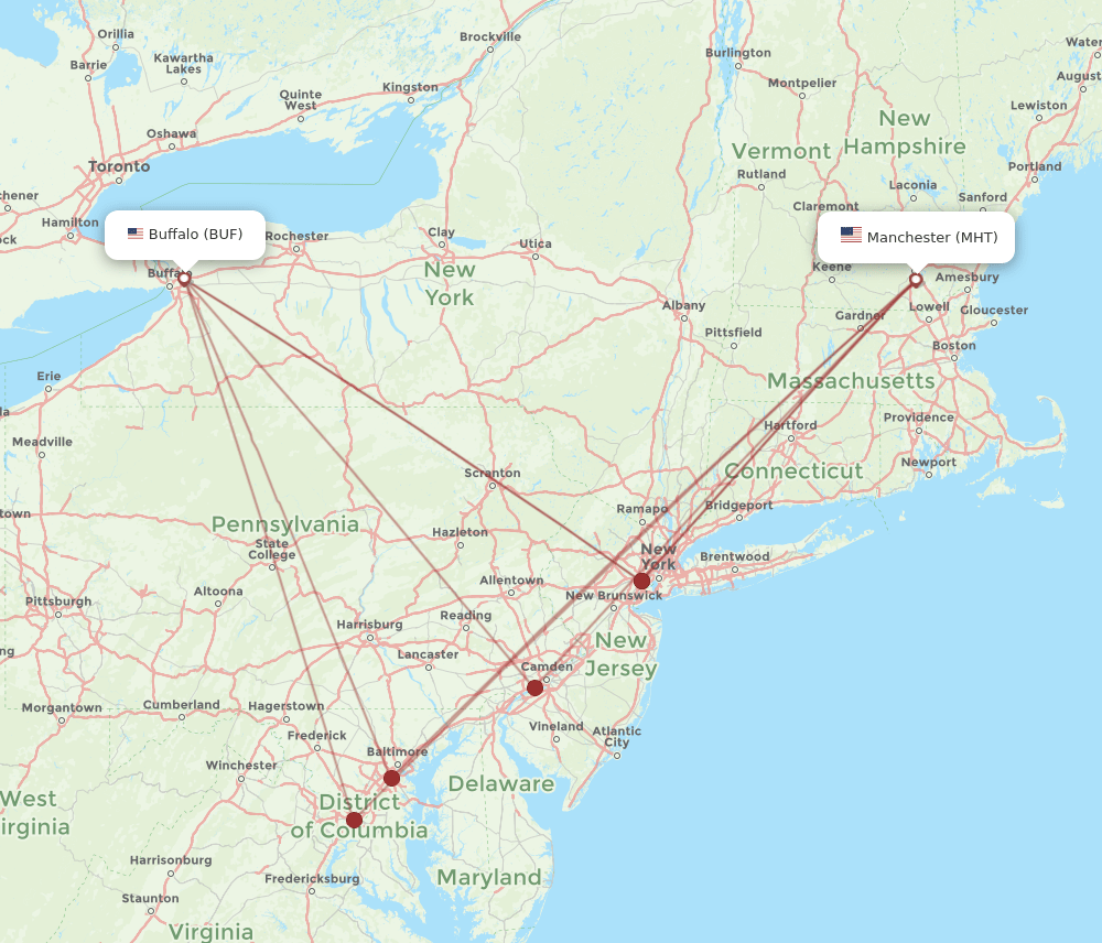 MHT-BUF flight routes