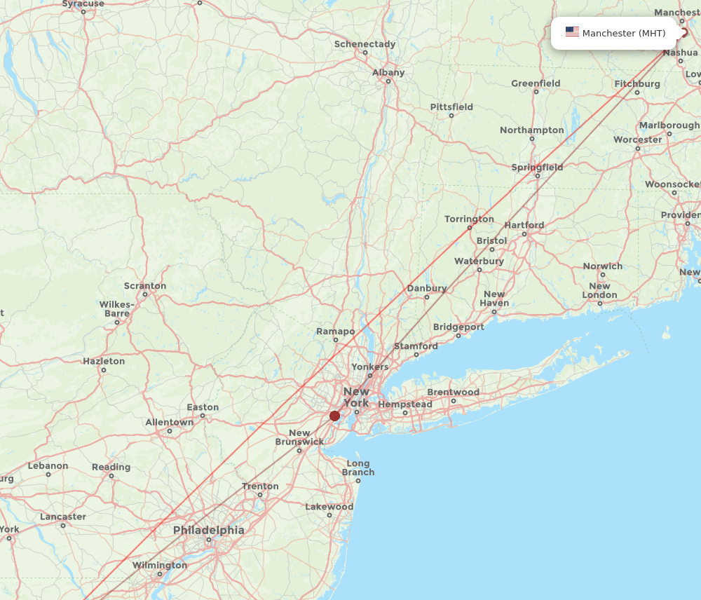 Manchester - Baltimore route map and flight paths