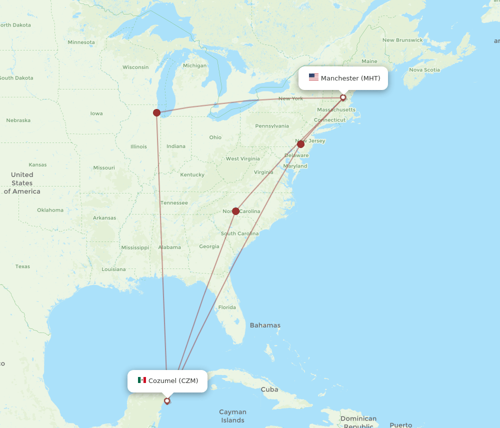 MHT-CZM flight routes