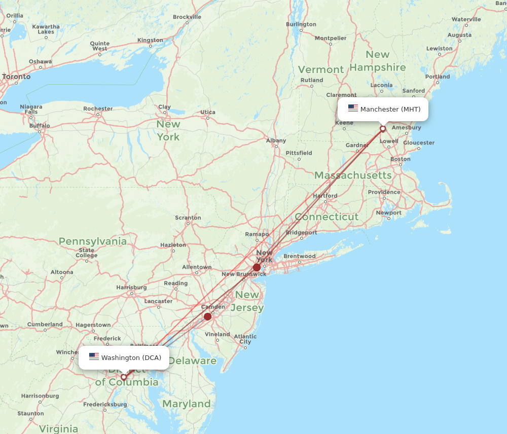 MHT-DCA flight routes