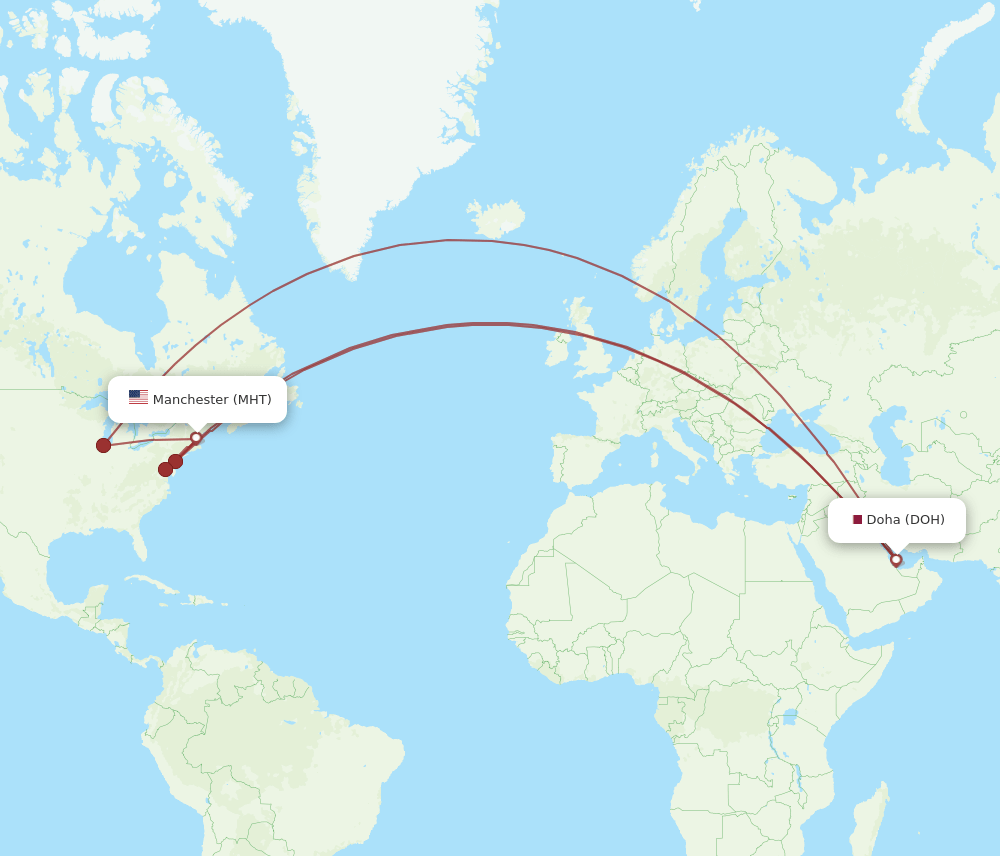 MHT-DOH flight routes
